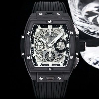 Hublot Rubber Strap Replica Replacement SPIRIT OF BIG BANG Black steel case Diameter 42mm watch